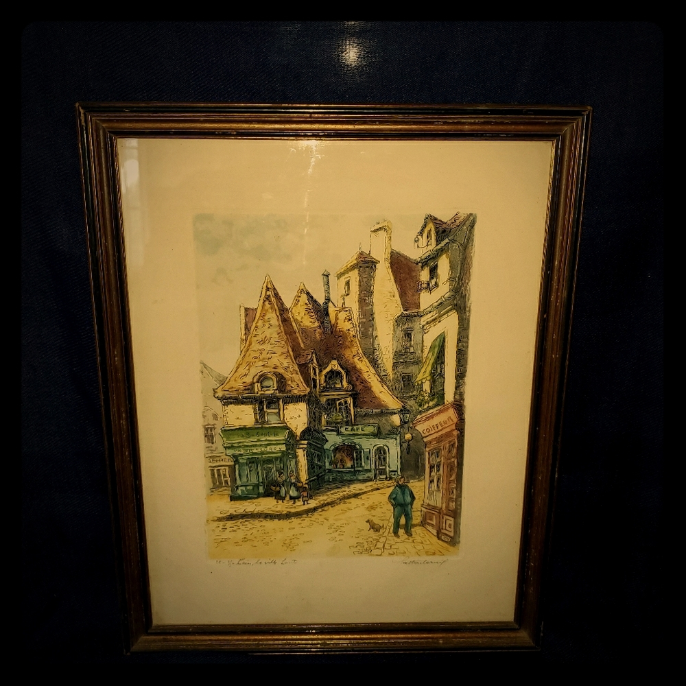 Antique French Etching Signed Artists Proof